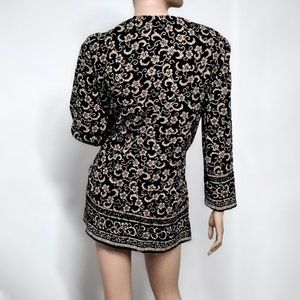 Liz Claiborne Dresses Career Dressy Long Blouse Size 14 Black Brown Button Down